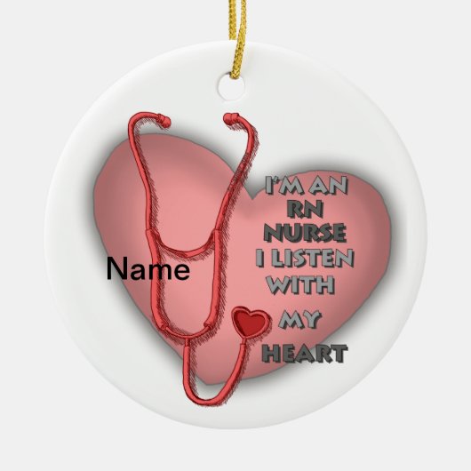Red Heart RN Registered Nurse Keramik Ornament (Vorne)