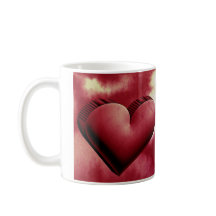 Red Heart Romantic 3D Watercolor Tasse