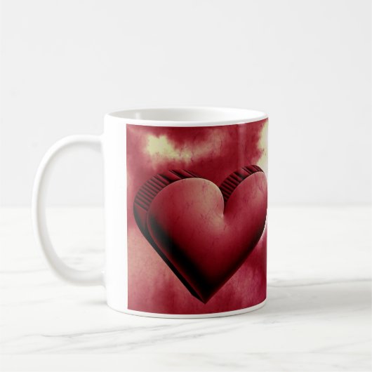 Red Heart Romantic 3D Watercolor Tasse (Links)