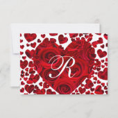 Red Heart Rose Wedding RSVP Karte (Vorderseite)