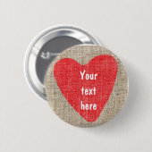 Red Heart Rustic Country Wedding Valentines BUTTON (Vorne & Hinten)