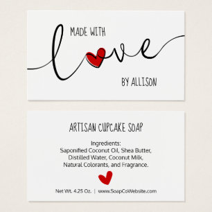Red Heart Script Lettering Mit Liebe Hergestellte 