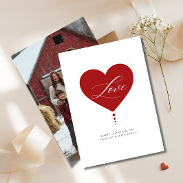 Red Heart Script Liebe Family Foto Valentinstag Feiertagskarte