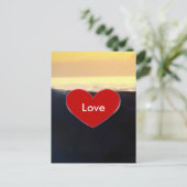 Red Heart & Sea Wave Liebe Script Postcard Postkarte (Stehend Vorderseite)