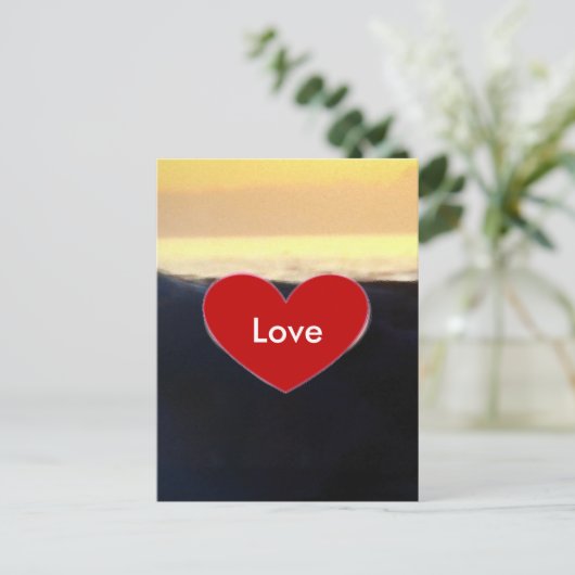 Red Heart & Sea Wave Liebe Script Postcard Postkarte (Stehend Vorderseite)