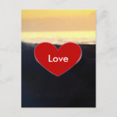 Red Heart & Sea Wave Liebe Script Postcard Postkarte (Vorderseite)