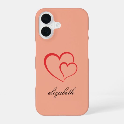 red heart shape colorful background personalized iPhone 16 hülle (Rückseite)