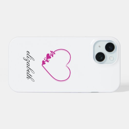 red heart shape withe background personalized iPhone 15 hülle (Rückseite (Horizontal))