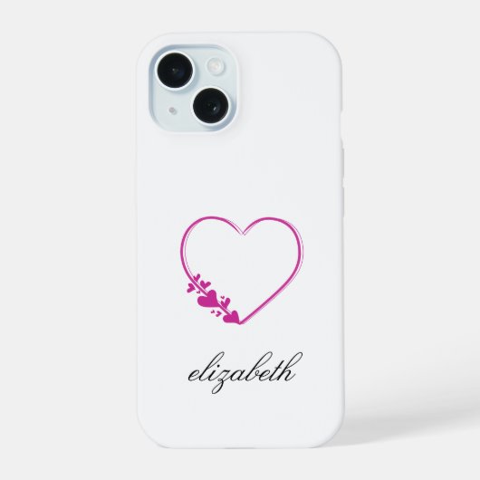 red heart shape withe background personalized iPhone 15 hülle (Rückseite)