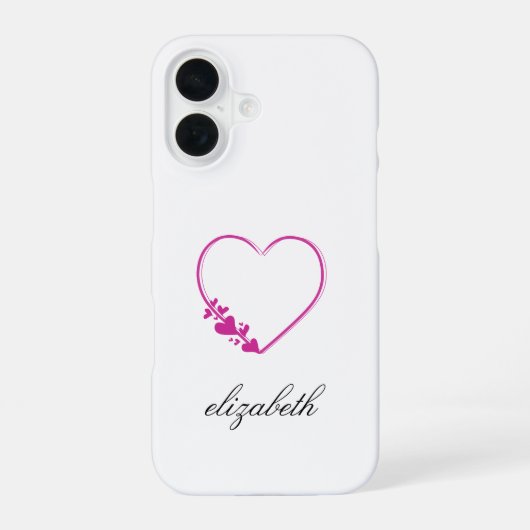 red heart shape withe background personalized iPhone 16 hülle (Rückseite)