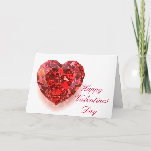 Red Heart Shaped Diamond Feiertagskarte (Vorderseite)