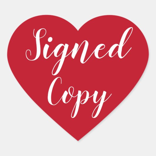 Red Heart signed Copy Romance Author Writer Herz-Aufkleber (Vorderseite)