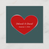 Red Heart Slate Gray Script Wedding Begleitkarte (Vorderseite)