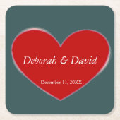 Red Heart Slate Gray Script Wedding Rechteckiger Pappuntersetzer (Vorderseite)