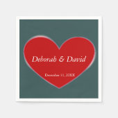 Red Heart Slate Gray Script Wedding Serviette (Vorderseite)