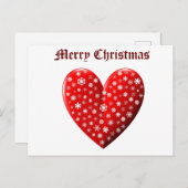 Red Heart Snowflakes Frohe Weihnachten Postkarte (Vorne/Hinten)