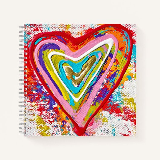 Red Heart Square Notebook Notizblock (Vorderseite)