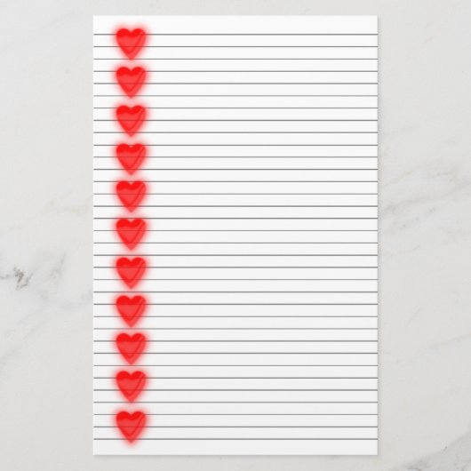 Red Heart Stationierung - optionale Linien Briefpapier (Vorderseite)