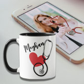 Red Heart Stethoscope Name Nurse Doctum Kaffee Tasse