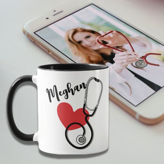 Red Heart Stethoscope Name Nurse Doctum Kaffee Tasse