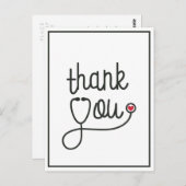 Red Heart Stethoscope Nurse Vielen Dank Postkarte (Vorne/Hinten)