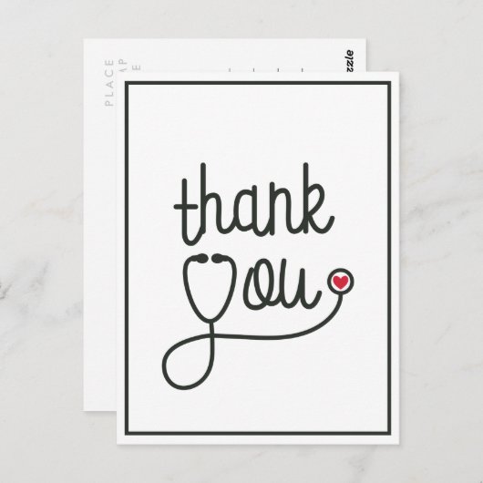 Red Heart Stethoscope Nurse Vielen Dank Postkarte (Vorne/Hinten)