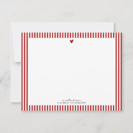 Red Heart Striped Valentine Note Card Einladung
