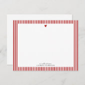 Red Heart Striped Valentine Note Card Einladung (Vorne/Hinten)
