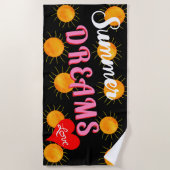 Red Heart Sunset Summer Dreams Black Strandtuch (Vorderseite)