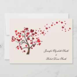 Red Heart Tree on Ivory Wedding Einladung