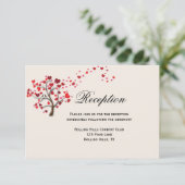 Red Heart Tree on Ivory Wedding Reception Card Einladung (Stehend Vorderseite)