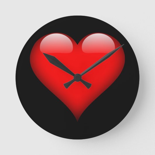 Red Heart Trendy Liebe Wedding Runde Wanduhr (Vorderseite)