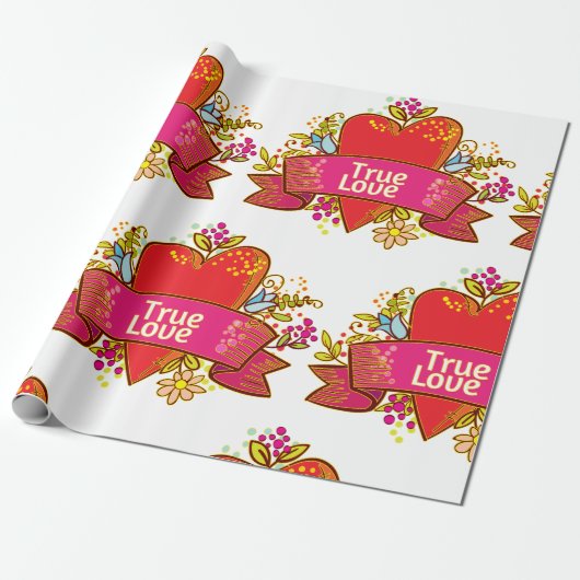 Red Heart True Love Geschenkpapier (Ungerollt)