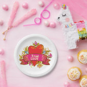 Red Heart True Love Pappteller (Party)