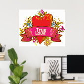 Red Heart True Love Poster (Heimbüro)