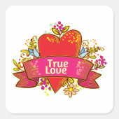 Red Heart True Love Quadratischer Aufkleber (Vorderseite)