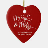 Red Heart Unser erstes Weihnachten Verheiratetes M Keramik Ornament (Rechts)