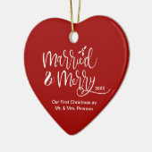 Red Heart Unser erstes Weihnachten Verheiratetes M Keramik Ornament (Links)