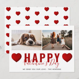Red Heart Valentine Day Script Family Foto Feiertagskarte
