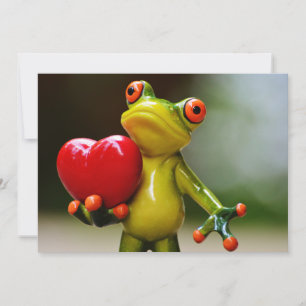 Red Heart Valentine Green Frog Feiertagskarte