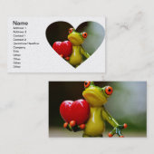 Red Heart Valentine Green Frog Visitenkarte (Vorne/Hinten)