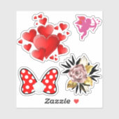 Red heart vibrant red love aufkleber (Blatt)