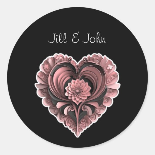 Red Heart Wedding Envelope Sticker Labels Seal (Vorderseite)