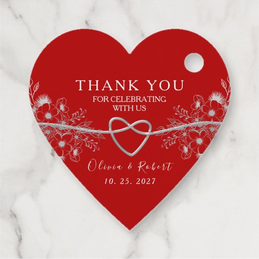 Red Heart Wedding Geschenkanhänger (Rückseite)