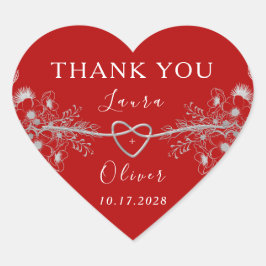 Red Heart Wedding Herz-Aufkleber