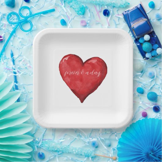 Red Heart Wedding Pappteller (Party)