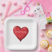 Red Heart Wedding Pappteller (Party)