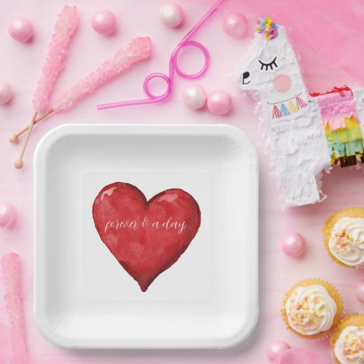 Red Heart Wedding Pappteller (Party)