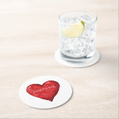 Red Heart Wedding Runder Pappuntersetzer (Vor Ort)