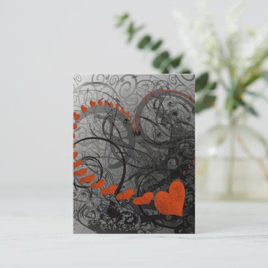 Red Heart Wirbel Postkarte (Stehend Vorderseite)